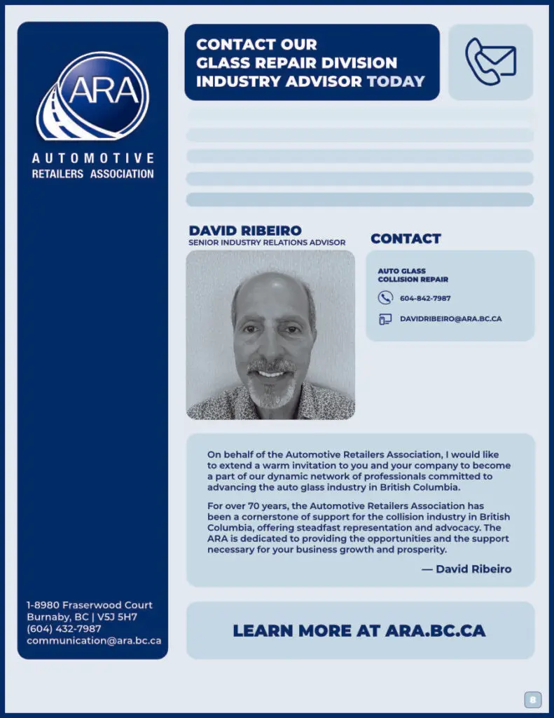 The impact of the ARA's Automotive Glass Division, page 8